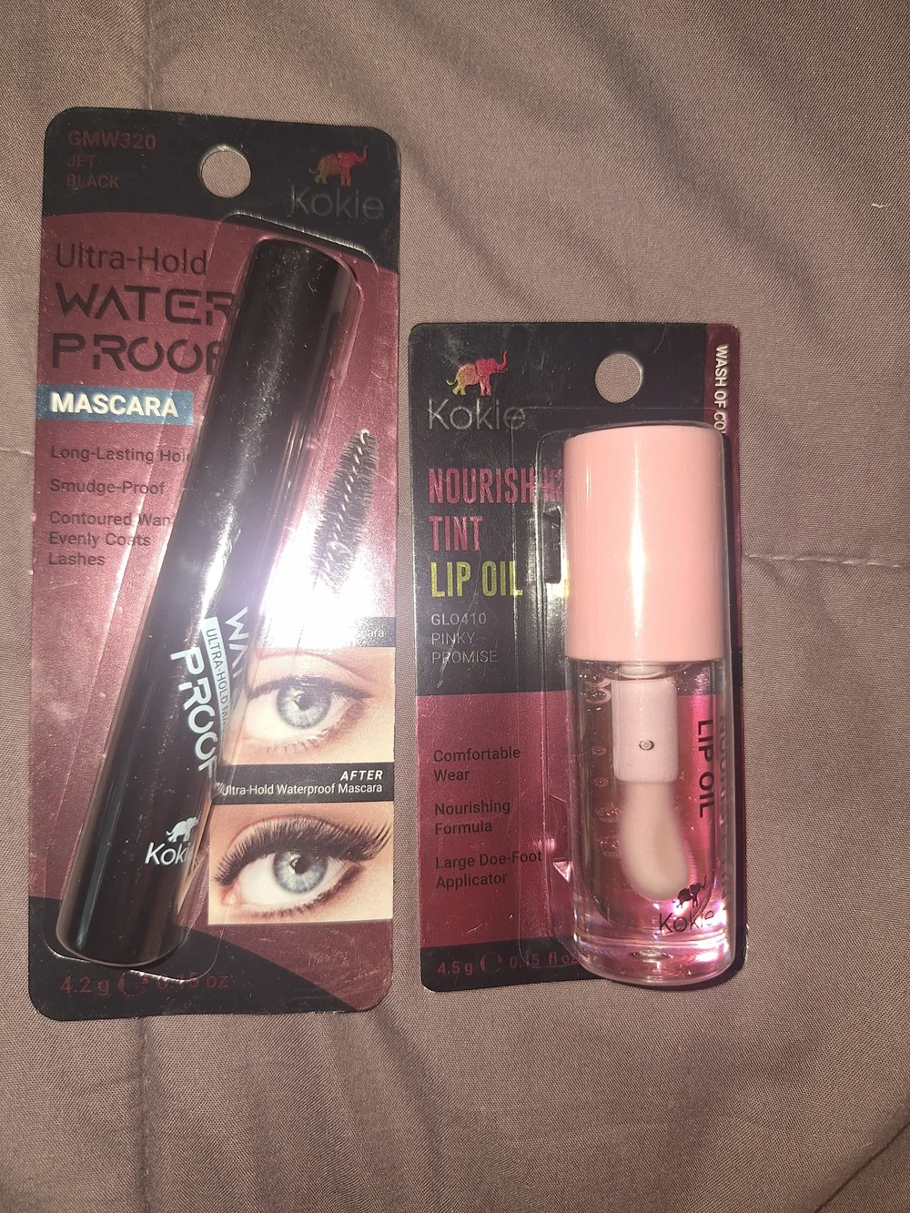 Kokie Pink Nourishing Tint Lip Oil & Jet Black Waterproof Mascara Duo